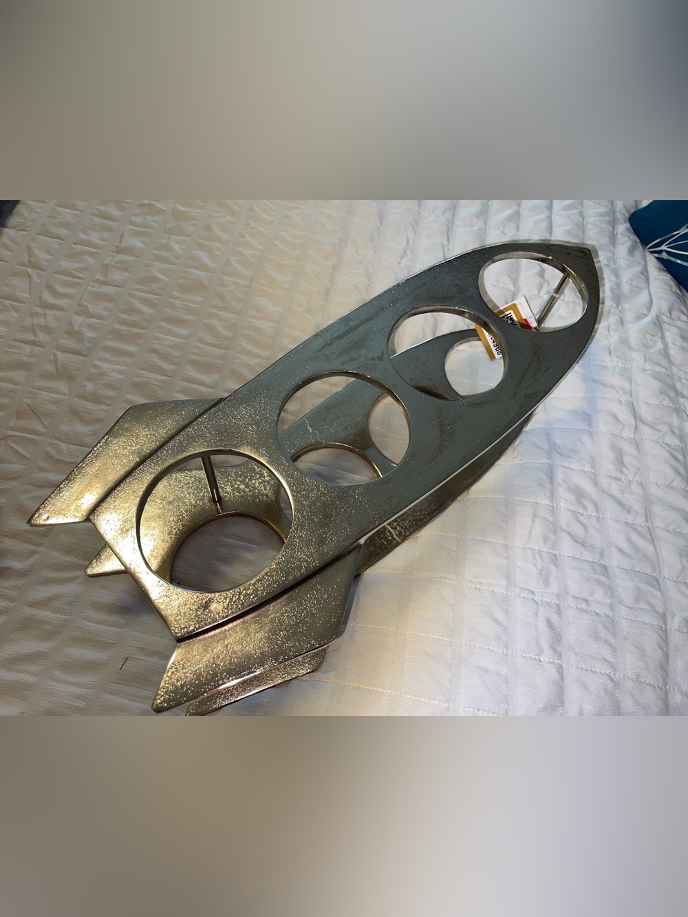 Metallic Silver 4-Bottle Wine Holder Rack
